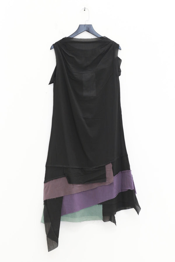 VeniceW 25 Autumn and Winter Spliced Layered Hem Dress VCW-D2-Murano Black